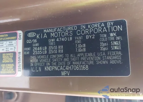 2017 Kia Sportage Ex from USA, damaged, VIN KNDPNCAC4H7061168